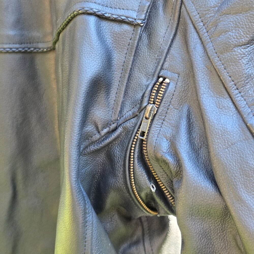 Vintage Motorcycle Jacket Barneys Leather Womens Sz 48 Black Thinsulate Zipped - Picture 11 of 12